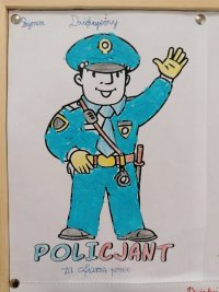 Praca dziecka przedstawia policjanta.