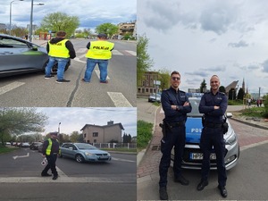 Na zdjęciu widać policjantów z rożnych wydziałów, którzy pomagali w zabezpieczeniu półmaratonu.