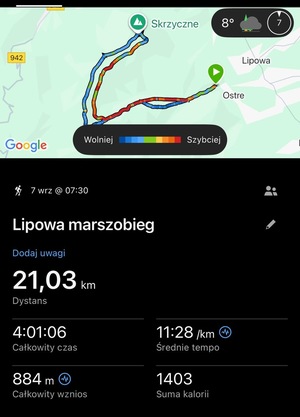 Nieumundurowany policjant, dyplom i trasa biegu.
